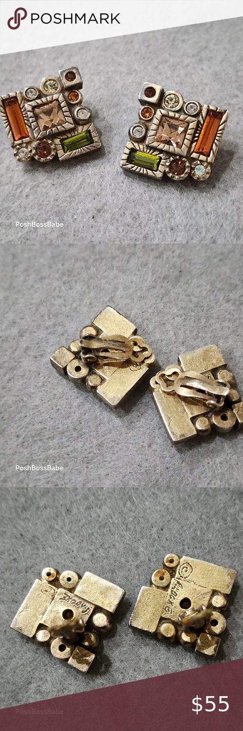 Vintage signed Patricia Locke brass tone rhinestone clip earrings Patricia Locke Jewelry, Vintage Clip, Step Back, Clip Earrings, Back In Time, Vintage Signs, Shop Earrings, In Time, Antique Jewelry