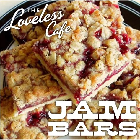 These Jam Bars from Loveless Cafe not only look delicious but easy to make! Loveless Cafe Recipes, Jam Bars, Loveless Cafe, Raspberry Bars, Oatmeal Bars, Low Fodmap Recipes, Fodmap Recipes, Jam Recipes, Eat Dessert