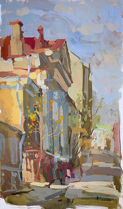 Slava Korolenkov Drawing Cityscapes, Slava Korolenkov, Landscaping Drawing, Gouache Art, Architecture Painting, In Sign, Bob Ross, Gouache Painting, New Wall