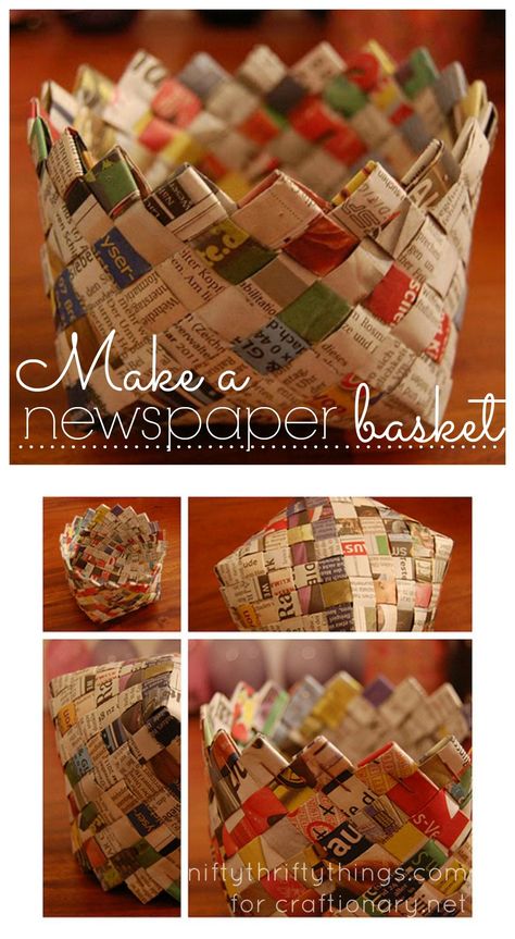 Newspaper basket #recycle                                                                                                                                                     More Diy Newspaper, Tutorial Origami, Newspaper Basket, Magazine Crafts, Paper Weaving, Newspaper Crafts, Diy Basket, Paper Basket, Recycled Crafts