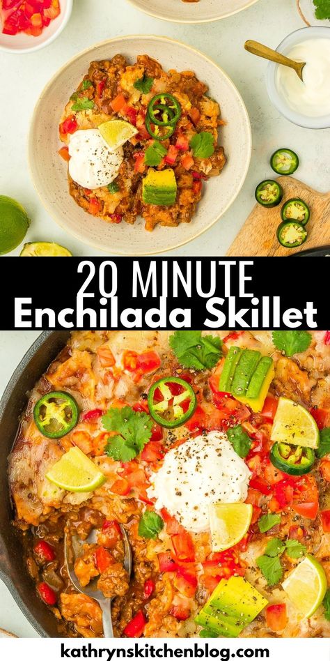 One Pot Enchilada Casserole (20 Minute Recipe) One Pot Enchilada, Tomato Gnocchi Soup, Skillet Enchiladas, Enchilada Skillet, Hot Chips, Flaming Hot, Hot Chip, Shrimp Ceviche, Gnocchi Soup