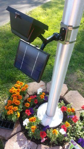 Commercial Solar Flagpole Light Flag Pole Landscaping, Flagpole Landscaping Ideas, Flagpole Lighting, Best Solar Panels, Solar Powered Lights, Diy Solar, Yard Flags, Adjustable Lighting, Flower Bed