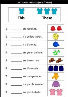 Unit 7:Get Dressed! (This & These) Language: English Grade/level: Grade 2 School subject: English language Main content: Grammar Other contents: U Kg English Worksheet, English Grammar For Grade 2, This Or These, English For Grade 2 Worksheet, Activities For Grade 2 Kids, This That Worksheet For Grade 1, This These Worksheets, Class 2 English Grammar Worksheet, This Is These Are Worksheet