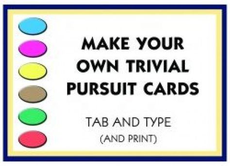 I'll bet you reached this page on family game night, or while researching games that you want to make for your classroom. Maybe you searched for "How to Make Your Own Trivial Pursuit Game." That's how I started when I created an easy way to make my... Board Games For Couples, Make Your Own Game, Board Game Template, Printable Board Games, Study Cards, Trivial Pursuit, Make A Game, Games For Teens, Card Templates Free