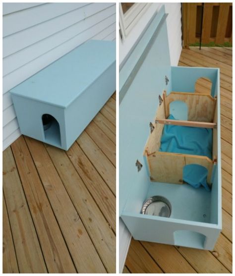 Outside Cat House, Cat House Plans, Cat Shelters, Outdoor Cat Shelter, Feral Cat Shelter, Feral Cat House, Katt Grejer, Kat Diy, Chat Diy