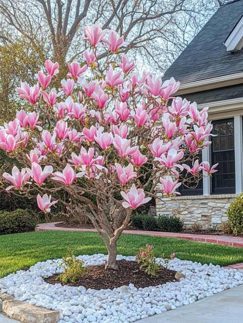 Most beautiful magnolia tree and shrubs for your garden. Full Sun Trees Front Yards, Beautiful Trees For Yard, Small Magnolia Tree, Magnolia Trees Landscaping, Magnolia Tree Front Yard, Small Trees For Flower Beds, Fig Tree Garden, Magnolia Tree Care, Gardenia Tree