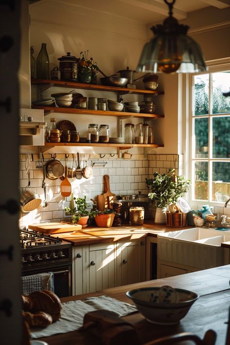 Cosy Farmhouse Kitchen, Hygge Kitchen, Scottish Kitchen, Tiny Cottage Kitchen, Cottage Kitchen Ideas, Small Cottage Kitchen, Cottage Style Kitchen, Cosy Kitchen, Kitchen Rustic