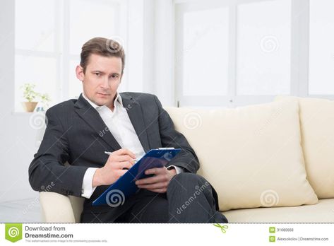 psychologist - Google Search Male Psychologist, Sitting On The Couch, Mindfulness Exercises, Take Notes, Psychologist, Men's Blazer, Insurance, Photo Image, Royalty Free Stock Photos