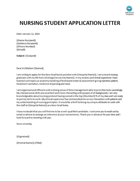 Application Letter For Nursing Job, Nursing Student Resume, Writing An Application Letter, School Acceptance, Job Shadowing, Application Letter Template, School Resume, High School Resume, Applying For A Job