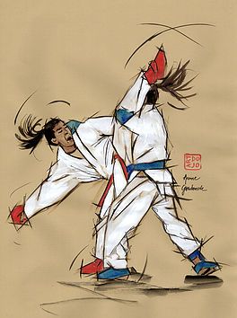 Jiujitsu Women, Karate Photography, Karate Wallpaper, Karate Aesthetic, Karate Art, Karate Picture, Karate Kumite, Wkf Karate, Martial Arts Anime