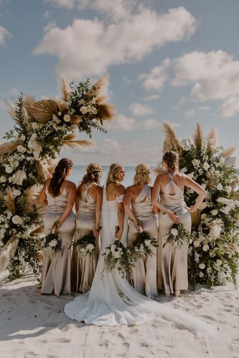 KEY WEST WEDDING  - CEREMONY DECOR - PAMPAS GRASS - WEDDING INSPO - BEACH WEDDING - DESTINATION WEDDING - DUARTE FLORAL DESIGN - FLORIDA KEYS WEDDING PLANNER Simple Beach Wedding Ideas, Destination Wedding Bridesmaid Dresses, Fun Beach Wedding, Beach Wedding Inspo, Mexico Beach Weddings, Beach Wedding Arch, Beach Bridesmaids, Beach Wedding Ideas, Simple Beach Wedding