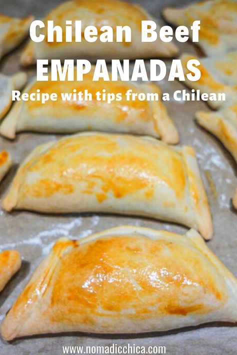 Empenada Recipe, Chile Food, Empanadas Recipes, Beef Empanadas Recipe, Meat Entrees, Mexican Favorites, Chilean Food, Empanadas Dough, South American Recipes