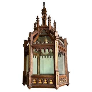 Gothic Revival Carved Oak and KPM Porcelain Triptych For Sale at 1stDibs Gothic Lantern, Gothic Door, French Gothic, Gothic Elements, Antique Light Fixtures, Gothic Church, Gothic Revival, How To Make Box, Glass Lantern