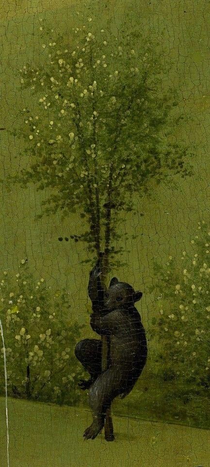 Bear from The Garden Of Earthly Delights, Hieronymus Bosch Stephen Ellcock, Jeronimus Bosch, Hieronymous Bosch, The Garden Of Earthly Delights, Van Eyck, Earthly Delights, Black Bears, Garden Of Earthly Delights, Hieronymus Bosch