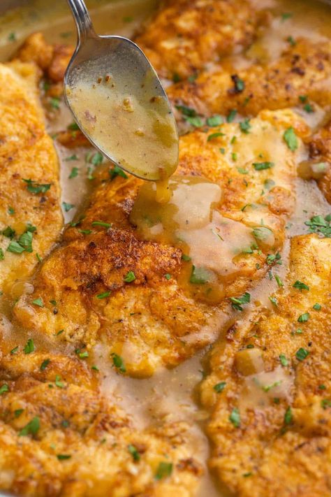 Chicken Francaise Recipe, Chicken Francese Recipe, Chicken Fillet Recipes, Battered Chicken, Pan Fried Chicken Breast, Fried Chicken Cutlets, Chicken Francese, Little Sunny Kitchen, Chicken Filet