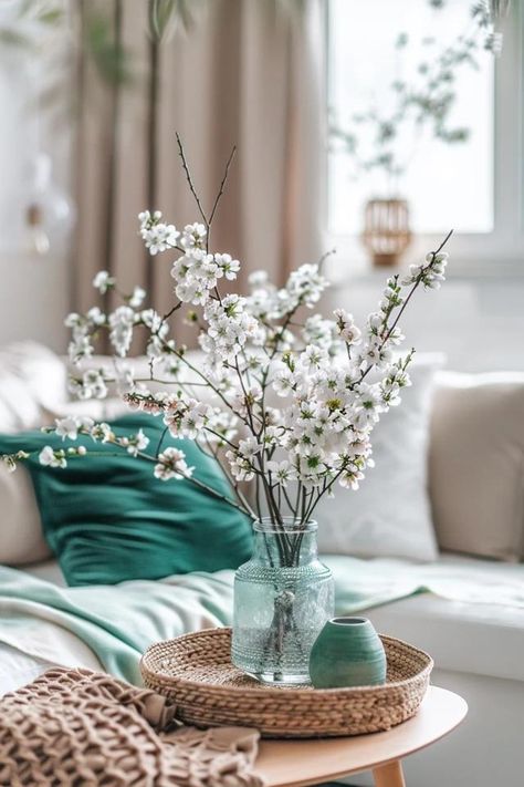 How to Mix Spring Decor with Contemporary Styles Modern Spring Decor, Linen Blackout Curtains, Balcony Bar, Porch Windows, Backyard Balcony, Blue Duvet, Flower Style, Spring Summer Decor, How To Mix