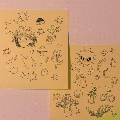 Notes Drawing Ideas, Sticky Note Drawings, Sticky Note Art, Drawing Ideas Simple, Notes Drawing, Doodle Wall, Doddle Art, Pen Doodles, Note Doodles