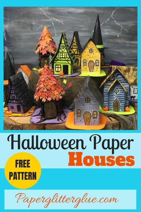 Diy Halloween Village, 13 Days Of Halloween, Halloween Challenge, Halloween Village Display, Halloween Crafting, Casa Halloween, Halloween Paper Crafts, Valentines Crafts, Halloween Crafts Decorations