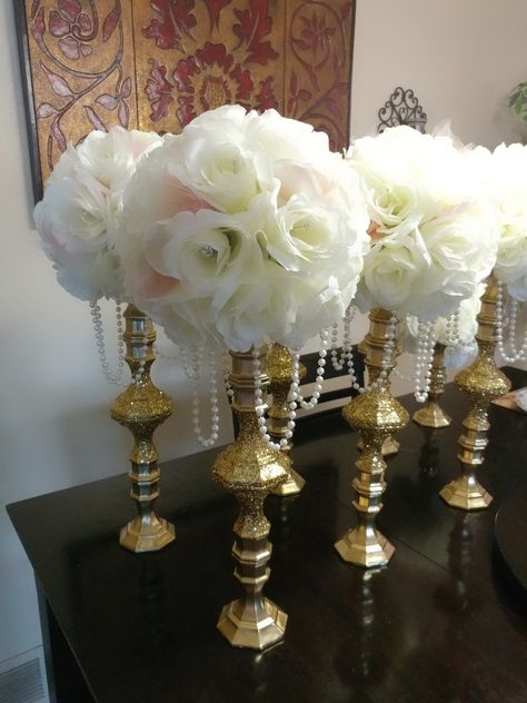 Dollar Store Candle Holders Dollar Store Candle Holder, Bling Candle Holders, Dollar Store Candles, Dollar Tree Wedding, Table Centerpieces Diy, Diy Wedding Table, Party Table Centerpieces, Boda Diy, Candle Holders Wedding