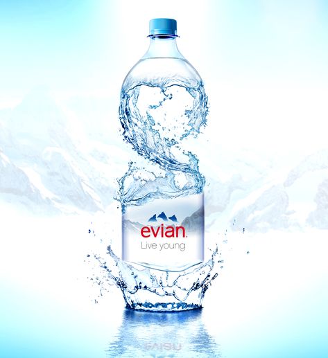 Water Ads, Evian Water Bottle, Evian Water, Advertisement Ideas, Advertising Product, Water Company, Evian Bottle, Ad Creative, Mineral Water