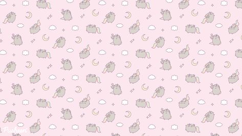 Pusheen Desktop Wallpaper, Pusheen Wallpaper, Daydream Wallpaper, Pink Pusheen, Keyboard Themes, Meal Planner Template, Laptop Backgrounds, Funny Wallpaper, Computer Wallpaper