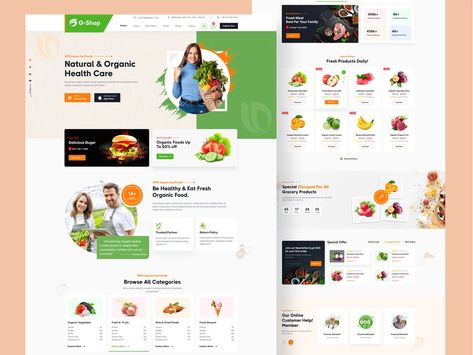 Supermarket Website Design, Food Delivery Website, Fruit Grocery, Grocery Website, Contact Us Page Design, Website Landing Page Design, Supermarket Food, Store Fruit, Product Home