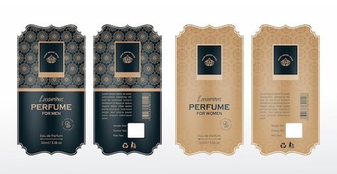 Collection of perfume label designs gold... | Premium Vector #Freepik #vector #luxury #retro #logo-frame #luxury-packaging Perfume Label Design, Logo Frame, Perfume Label, Luxury Packaging Design, Oud Perfume, Bottle Label Template, Sweet Perfume, Logo Luxury, Perfume Design