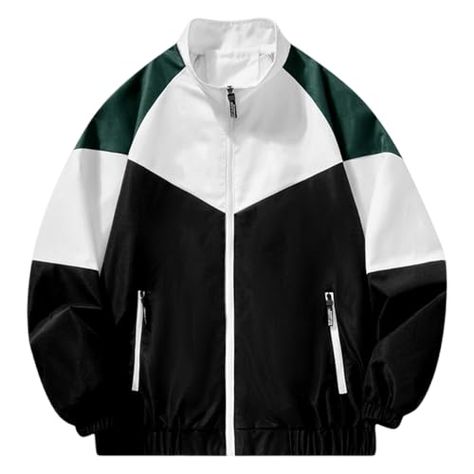 Wind Breaker Jackets Mens Casual Lightweight Varsity Jacket Men Fashion Mens Bomber Jacket Zip Up Jacket for Men Jacket Men Fashion, Jaket Motor, Male Streetwear, Track Star, Hooded Coats, Autumn Coat, Varsity Jacket Men, Fashion Male, Youth Sports