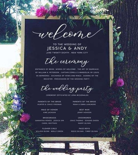 Wedding Party Sign Ceremony, Wedding Ceremony Order Of Entrance, Party Accordingly Wedding Sign, Order Of Service Wedding Sign, Christian Wedding Order Of Service, Wedding Order Of Service Booklet, Wedding Party Sign, The Art Of Marriage, Bridal Party Sign