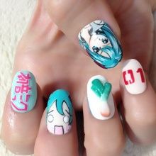 Hatsune Miku Nails March 9 !!! Miku Day !!!! Big Thanksgiving !!!! Miku Nails, Anime Inspired Nails, Idol Nails, Kawaii Nail Art, Anime Nails, Nails Cute, Inspired Nails, Really Cute Nails, Nails Diy