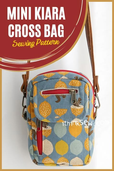 Mini Kiara Crossbody Bag sewing pattern (with video). This is a compact bag with mini pockets everywhere. It's ideal for when you are travelling or simply going to the grocery store with minimal belongings. This compact bag sewing pattern has little storage spaces for you to hide your important essentials without worrying it being lost deep inside the bag. You won’t have to rustle through it! A practical bag with an adorable yet sporty design! SewModernBags Crochet Bag For Men, Crossbody Bag Sewing Pattern, Crossbody Bag Sewing, Sling Bag Pattern, Wallet Sewing Pattern, Sew Bags, Handbag Sewing Patterns, Small Sling Bag, Crossbody Bag Pattern