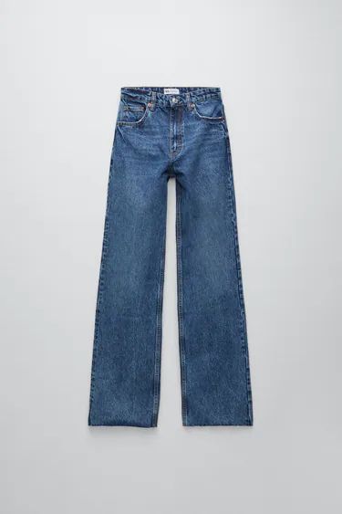 Women's Wide Leg Jeans | ZARA Egypt High Waist Straight Jeans, High Waisted Flare Jeans, High Rise Wide Leg Jeans, Jean Large, Ankle Length Jeans, Jeans Wide, High Waisted Flares, H&m Jeans, Vintage Casual