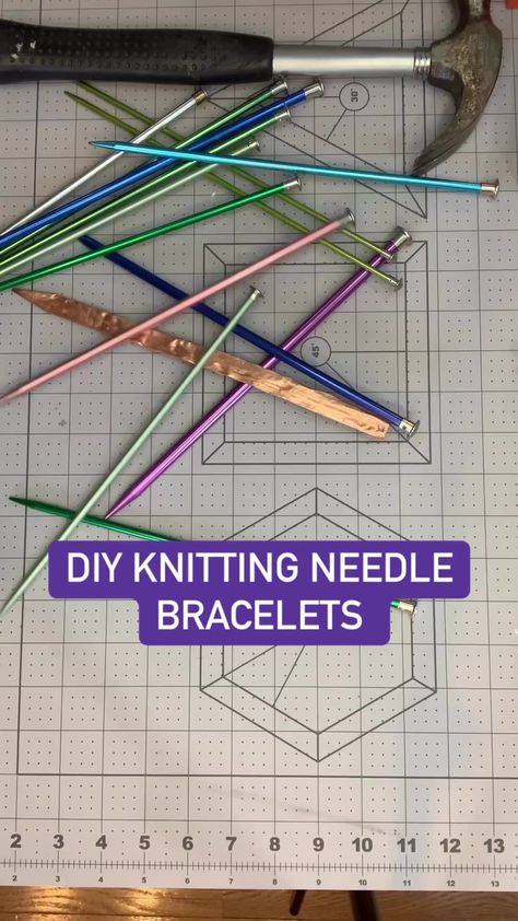 Come make a knitting needle bracelet today! It’s time to rethink our old junk! If you don’t want to make it I’ve got them in my etsy store… | Instagram Knitting Needle Bracelets, Knitting Needle Bracelet Diy, Metal Bracelet Ideas, Unique Diy Jewelry Ideas, Diy Wire Bracelet Tutorials, Diy Bracelets To Sell, Diy Knitting Needles, Diy Wire Bracelet, Wire Bracelet Tutorial