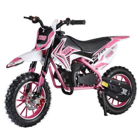 Mini Dirt Bike Gas Power 2 Stroke Dirt Bike, 49CC Gas Powered Mini Bikes for Kids and Adult, Off Road Pocket Motorbike, Pit Bike, Trail Bike, Pull Start, Disc Brakes, 10" Wheels! (Pink) Pink Dirt Bike, 50cc Dirt Bike, Kids Dirt Bike, Mini Dirt Bike, Dirt Bikes For Kids, Trail Bike, Mini Bikes, Bike Trail, Off Road Motorcycle