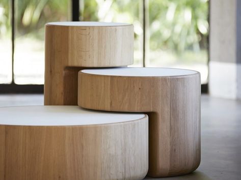 Low oak coffee table LEVELS | Coffee table by PER-USE Minimal Interiors, Grey House, Oak Coffee Table, Creative Furniture, Design Del Prodotto, Wooden Stools, Low Tables, Furniture Details, Coffee Table Setting