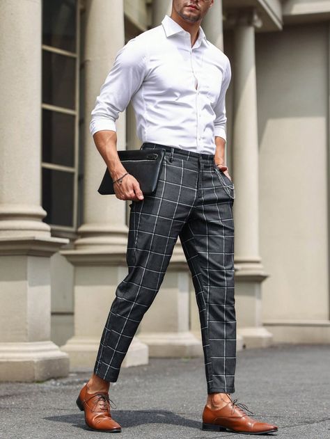 Checked Pants Outfit Men, Dress Pants Outfits Men, Check Pants Outfit Men, Black Plaid Pants Outfit Men, Checkered Pants Outfit Men, Black And White Checkered Pants Outfit, Checked Pants Outfit, Mens Checked Trousers Outfit, Plaid Pants Men Outfit