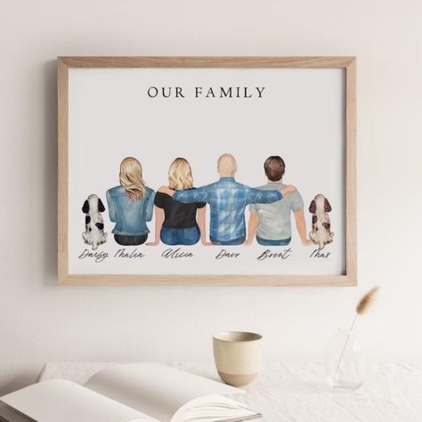 Gift For Mom From Daughter, Family Ornaments, Custom Family Portrait, 11x14 Print, Gift For Grandma, Family Art, 3 People, 8x10 Print, Wall Print