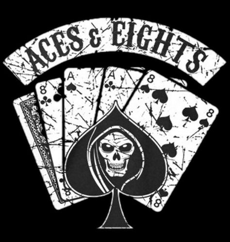 Aces & Eights Aces And Eights Tattoo Ideas, Deadmans Hand Tattoo Playing Cards, Apocalyptic Outfit, Dish Room, Gangster Tattoo, Aces And Eights, Vegas Tattoo, Sailor Tattoos, Mafia Gangster