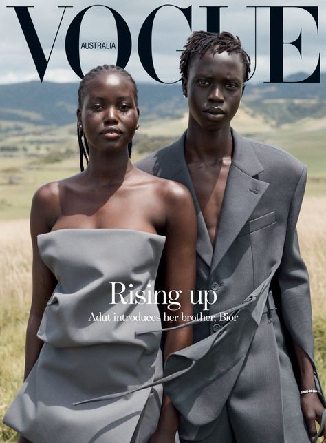 Models Adut Akech and her only brother Bior Akech cover the April 2023 issue of Vogue Australia. Cover Vogue, Adut Akech, Christine Centenera, African Ancestry, Vogue Magazine Covers, Younger Brother, V Magazine, Fashion Cover, Looking Dapper