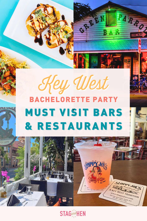 Key West Bachelorette Party City Guide: Bar & Restaurant Ideas Key West Bar Crawl, Bachelorette In Key West, Key West Bachelorette Party, Key West Bachelorette, Key West Bars, Bar Hopping, Drink List, Green Bar, Fun Party Themes