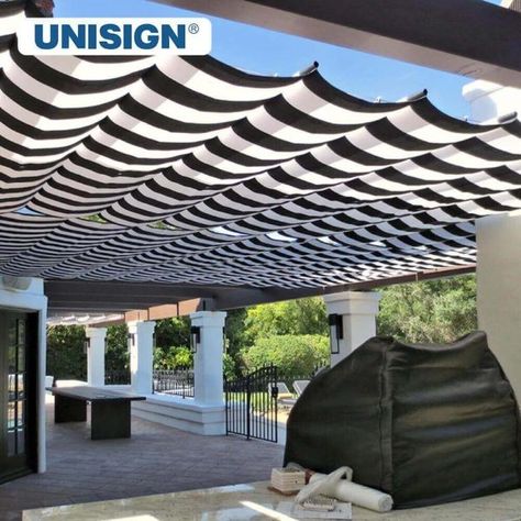 Canvas Awning Material Manufacturer Factory, Supplier, Wholesale - UNISIGN Slide Wire Canopy, Diy Slide, Pergola Decorations, Pergola Plans Design, Canvas Awnings, Diy Awning, Deck Canopy, Canopy Architecture, Canopy Curtains