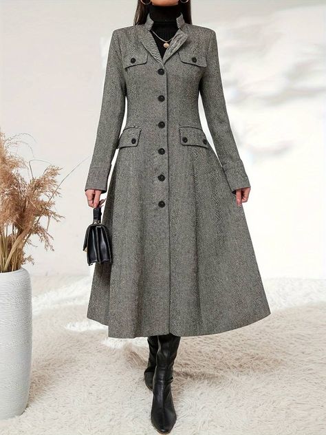 Outdoor Wear Women, Soviet Fashion, Plain Coats, Simple Frock Design, Lapel Coat, Single Breasted Coat, Formal Outfits, Evening Dresses Elegant, Fashion Design Clothes