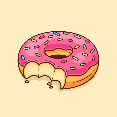 Cute Doughnut Drawing, Floating Illustration, Donut Illustration, Donut Tattoo, Donut Pictures, Pizza Box Design, Kawaii Donut, Donut Drawing, Donut Photos