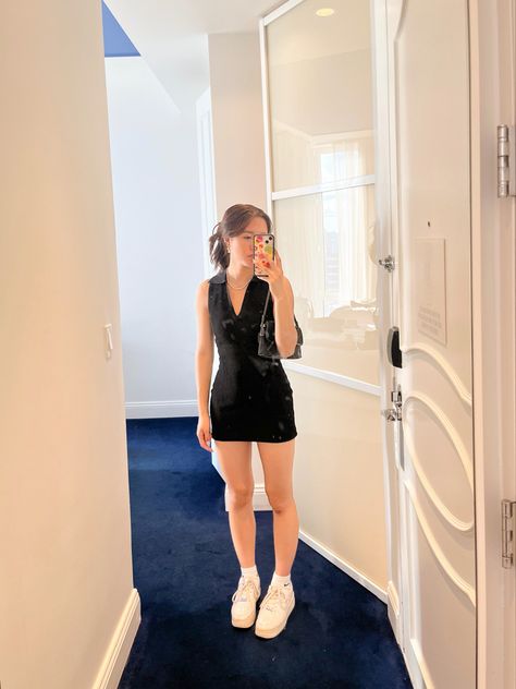 Air Force Dress Outfit, Dresses With Air Force 1 Outfit, Air Force Dress, Air Force Outfit, Air Force 1 Outfit, New York Outfit, White Air Forces, Work Fits, Air Forces