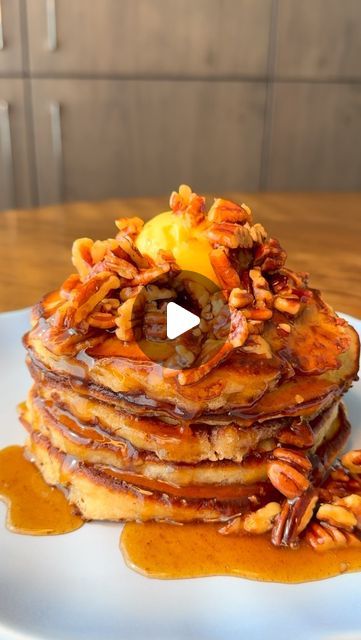 Alex Trim on Instagram: "Pecan Pancakes

For the batter:
1/3 cup melted butter
3cups buttermilk
0.5cups milk
3 whole eggs
3 cups AP flour
3Tbsp sugar
3tsp Baking Powder
1.5tsp Baking Soda 
Chopped pecans

For the syrup:
1/3 cup chopped pecans
4Tbsp butter
2/3 cup maple syrup

Cookware: @mauviel.1830 @mauviel.1830.usa 
Knife: @kikuichi.cutlery 
Stove: @subzeroandwolf 

#food #foodie #foodies #recipe #recipes #receta #comida #cocina #cooking #cookingvideo #cookingvideos #pancakes #pancake #pancakerecipe #pecanpancakes #breakfast #brunch #chefalextrim #privatechef #easyrecipe #easyrecipes" Pecan Pancakes, Breakfast Party, Honey Syrup, Private Chef, Whole Eggs, Cooking Videos, Breakfast For Dinner, Chopped Pecans, Pancake Recipe