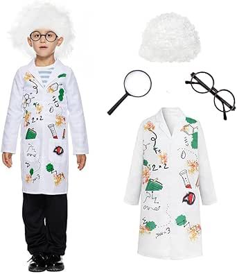 Wbesty Kids Mad Scientist Costume with Eyeglass Frames Bow Tie Gloves Magnifying Glasses 5Pc Kids Lab Coat Halloween Dress Up Kids Lab Coat, Mad Scientist Costume, Scientist Costume, Kids Lab, Magnifying Glasses, School Dress, School Dresses, Mad Scientist, Halloween Dress