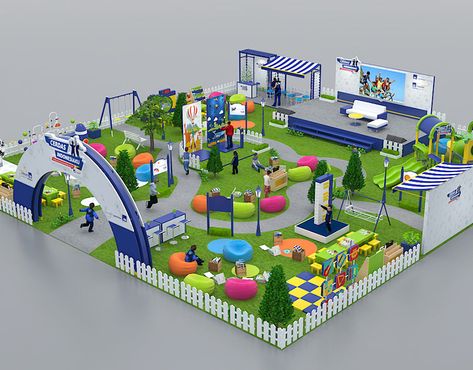 Nestle Docello on Behance Exhibition Design Outdoor, Daycare Decor, Event Layout, Outdoor Restaurant Design, Event Booth, Kindergarten Design, Children Park, Exhibition Stall, Stall Designs