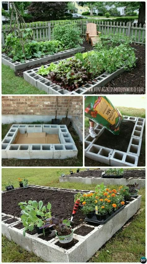 Raised Herb Garden, Herb Garden Planter, Cinder Block Garden, Garden Raised Beds, Garden Beds Diy, Diy Raised Garden, Backyard Vegetable Gardens, Raised Garden Beds Diy, Plants Growing