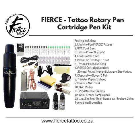 Ready to Elevate Your Craft? Visit www.fiercetattoo.co.za to explore our full range of tattoo supplies and unleash your creativity with Fierce Tattoo supplies! #fiercetattoosupplies #tattoo #tattoosupply #sale #microblading #tattoosupplies #microblading #permanentmakeup #piercings #radiantcolorsink #tattooequipmentsupplier #tattooink #southafrica #southafricanyoutuber #southafrican #southafricanblogger #southafricanvlogger #southafricanreacts #tattooartists #tattooartists Fierce Tattoo, Africa Tattoos, Tattoo Equipment, Pen Kits, Disposable Gloves, Black Ink Tattoos, Tattoo Supplies, Permanent Makeup, Tattoo Shop