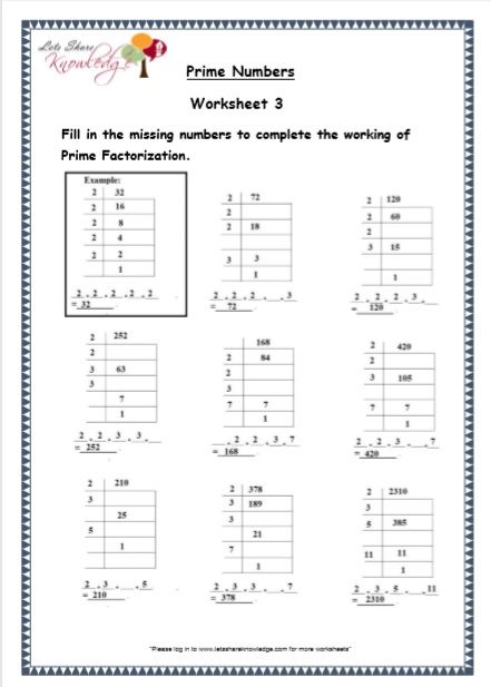 Grade 5 Maths Resources: Prime Numbers Printable Worksheets Prime Factorization Worksheet Grade 5, Prime Factorization Activities, Prime Numbers Worksheet, Prime Factorization Worksheet, Line Graph Worksheets, Adding Worksheets, Prime And Composite Numbers, Composite Numbers, 5th Grade Worksheets